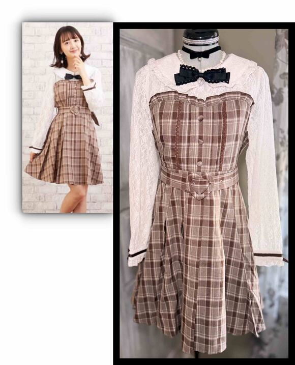 LIZ LISA Dresses & Skirts - Liz Lisa Lace Pleated Heart Belt Dress Jfashion Gyaru Himekaji Coquette Japan